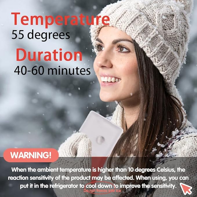 Reusable Pocket Hand Warmers,Reusable Snap Heat Pack, Hand Warmers Click, Hand Warmers Boil Click Heat Pocket Hand Warmer, Pouch Gel Hand Warmers Cute Long Lasting Warmth for Camping, Outdoor,White