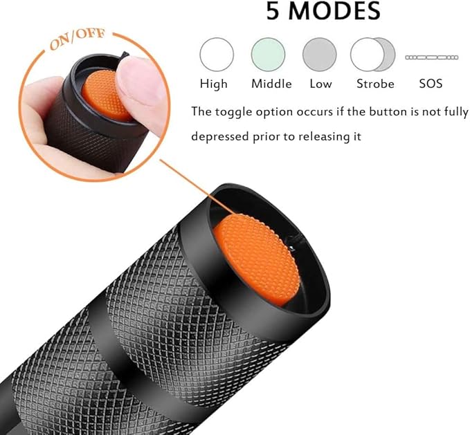 Military Grade High Lumen Flashlight Tactical LED Torch Flash Light Zoomable with 5 Light Modes,2-Pack