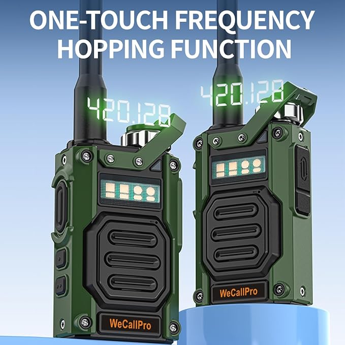 Zinc Alloy Housing Long Range Rechargeable Walkie Talkies for Adults, GMRS Two Way Radio for Hiking Camping 2 Way Radio with Flashlight Long Distance WCP03 (Two Pack)