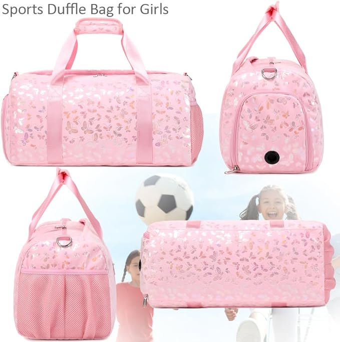 Dance Bag for Girls Soft Fluffy Ballet Bag Sports Gym Bag Travel Duffel Bag for Girls Water Resistant Overnight Sleepover Bags with Shoes Compartment