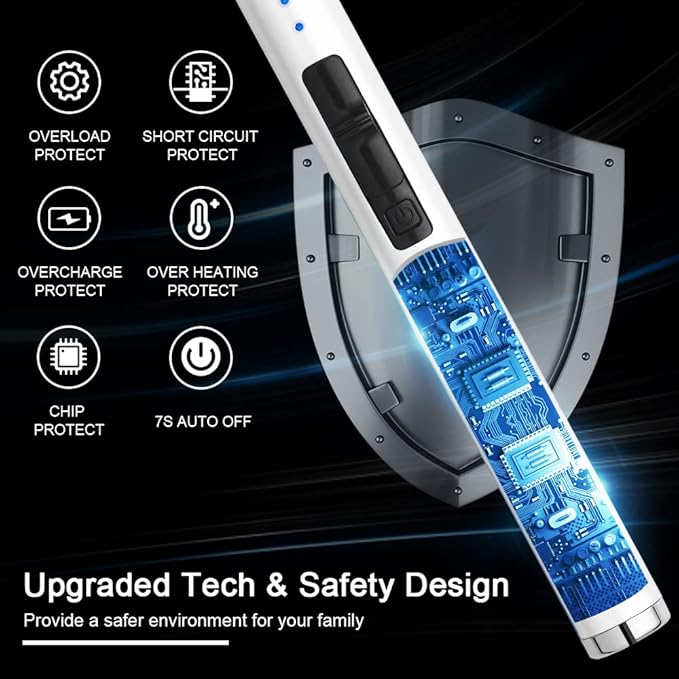 MeeToo Candle Lighter Electric Lighter Rechargeable USB Type-C Lighters for Candle BBQ Camping Fireworks (White)