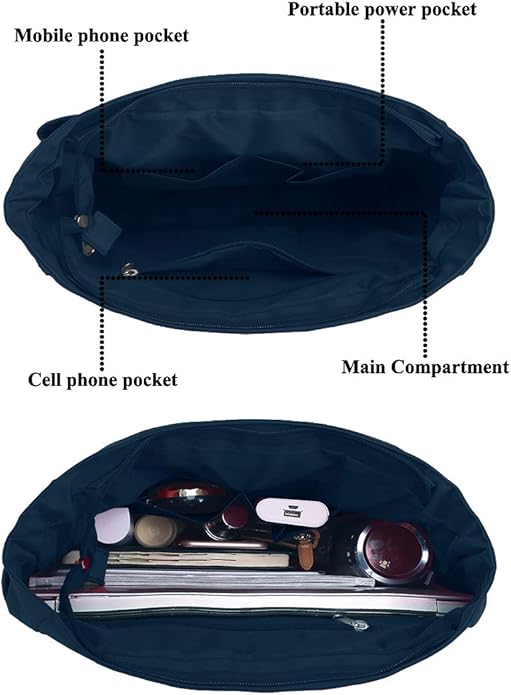 VOLGANIK ROCK Canvas Tote Bag Waterproof Nylon Multi Pocket Shoulder Bags Laptop Work Bag Teacher Purse Handbag for Women Men