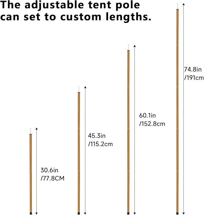 KOMCLUB Telescoping Tent Poles Tarp Poles 5-Section Adjustable Aluminum Rods for Tent Fly and Tarps Lightweight Replacement Adjustable Tent Poles for Outdoor Sport Camping 78Inch