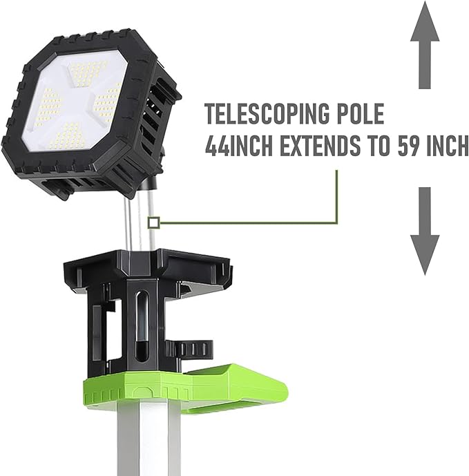 Cordless 10000LM Heavy-Duty LED Work Light on Stand, 4 Modes Super Bright, 9000mAh Rechargeable Work Light with Folding Tripod, Multi-Angle Lighting for Jobsite, Camping, Automotive
