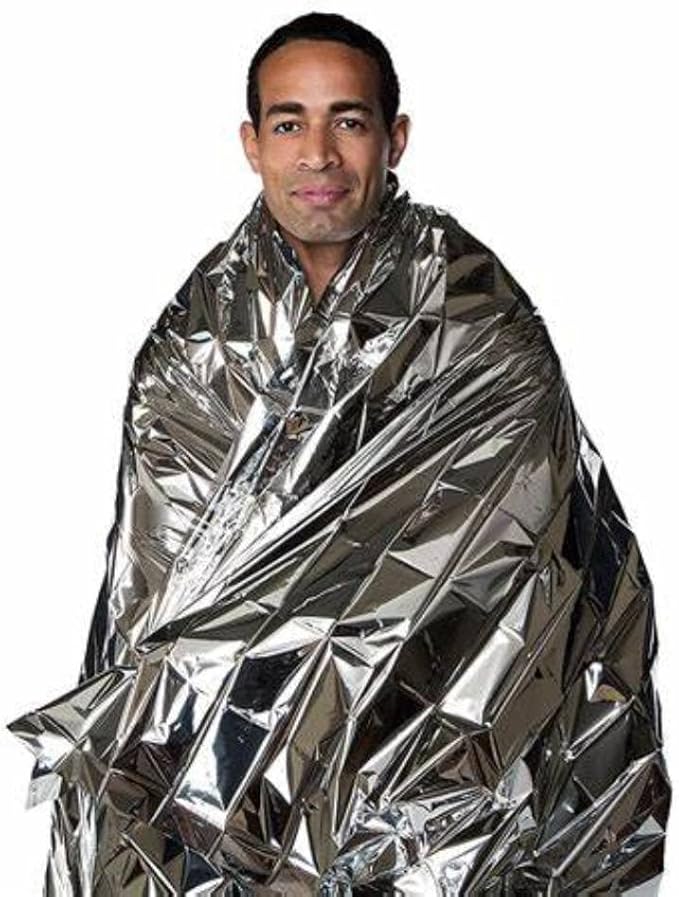 Thermal Emergency Blanket Mylar, Survival, Safety - Great for Camping Outdoors, Hiking, Survival, Climbing, Insulating Heat, or First Aid - Pack of 4