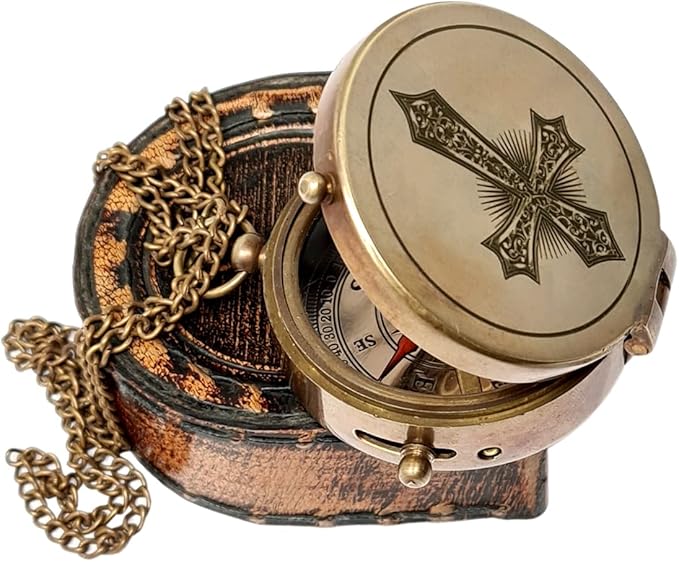Brass Nautical - Brass Compass Engraved Gift for Son, Grandson, Daughter, Baptism, Confirmation Communion Godson Church Graduation Day