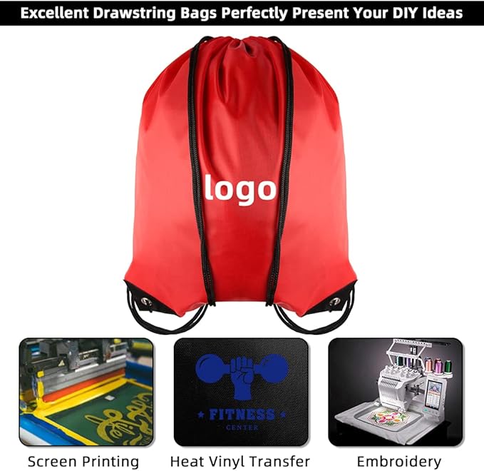GoodtoU Drawstring Bags Bulk, 100 Pcs Cinch Bag Gym Sackpack Drawstring Backpack for Women & Men, Red
