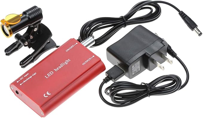 NSKI 5W LED Head Lamp Plastic Clip Type with Filter and Belt Clip Type Rechargabe Battery High Brightness Headlamp (Red)