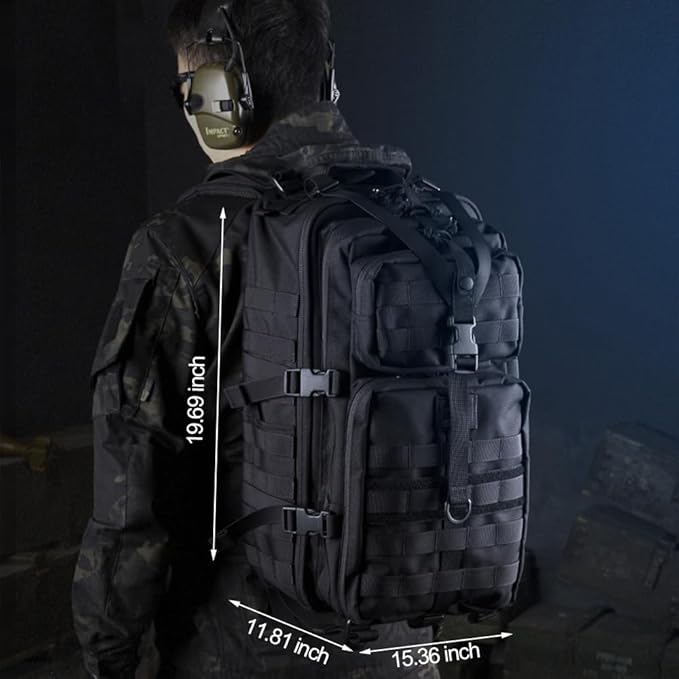 EMDMAK Military Tactical Backpack, 42L Large Military Pack Army 3 Day Assault Pack Molle Bag Rucksack