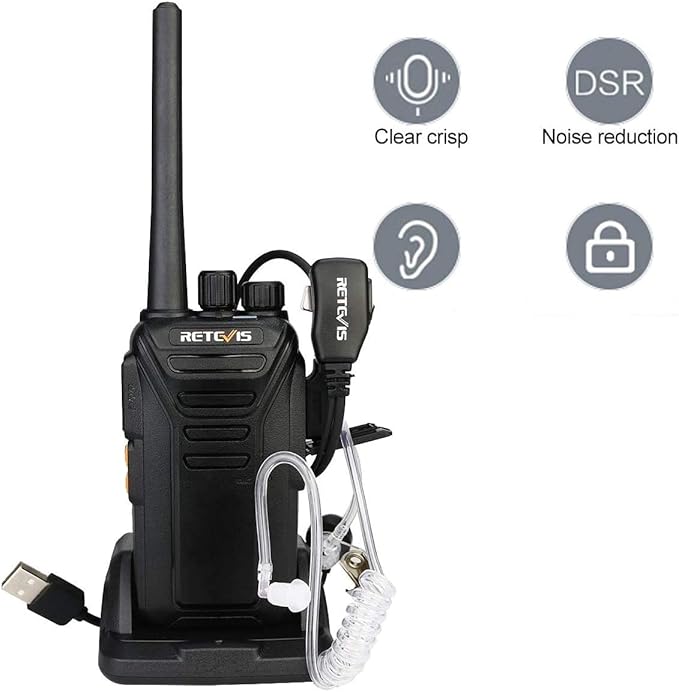 Retevis RT27 2 Way Radio with Earpieces,Walkie Talkies for Adults,1100mAh Battery,VOX Handsfree,Long Range Rechargeable Two Way Radios for Warehouse Retail Restaurant(5 Pack)