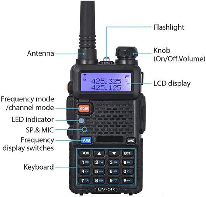 Baofeng UV-5R Dual Band Two Way Radio Handheld Ham Radio Long Range Walkie Talkies Pack of 4 for Hiking Camping Skiing Trip (Black)