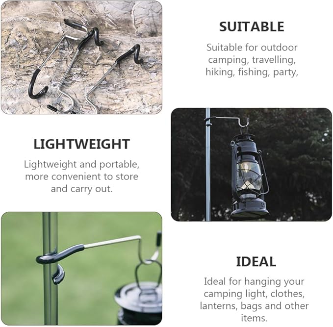 BESPORTBLE 4pcs Tent Light Camping Hanger S Shape Lamp Hanger Versatile Light Pole Hooks for Outdoor Yard Tent Travel