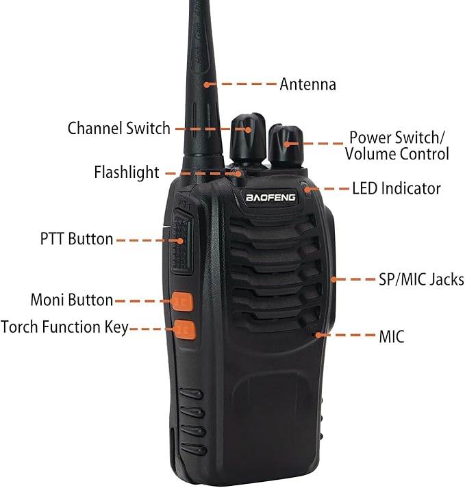 Walkie Talkies Long Range for Adults, Baofeng BF-888S Handheld Two Way Radios with Earpiece and Mic, Rechargeable Walkie Talkie with Li-ion Battery and Charger, Walky Talky(4 Pack)