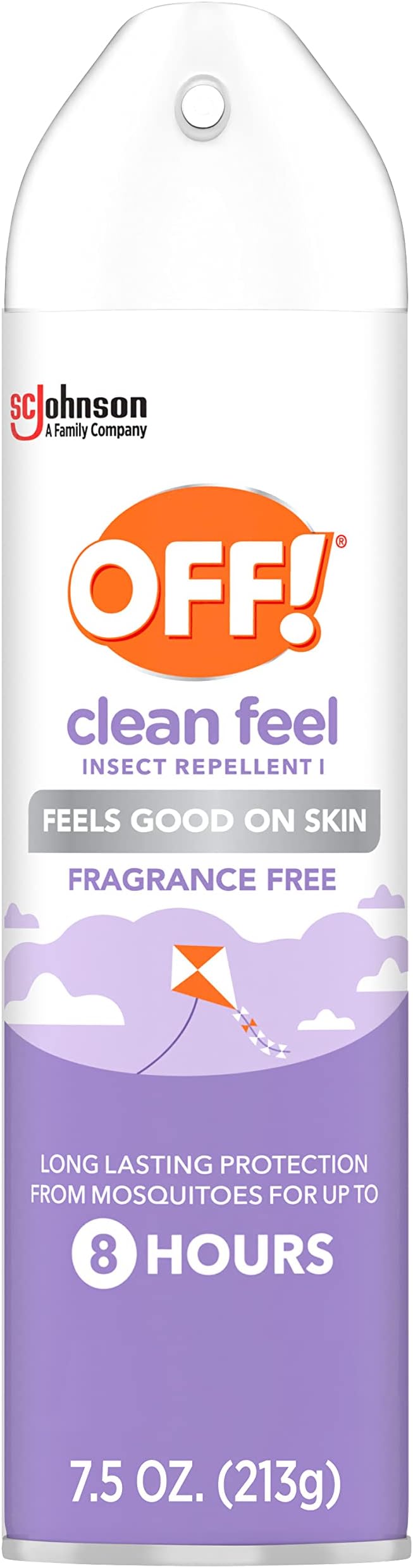 OFF! Clean Feel Insect Repellent Aerosol with 20% Picaridin, Bug Spray with Long Lasting Protection from Mosquitoes, Feels Good on Skin, 7.5 oz