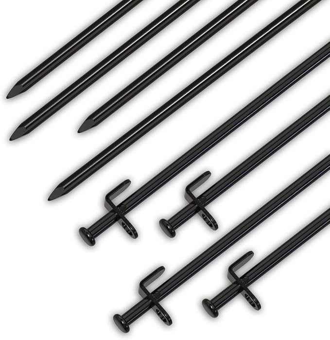BareFour Tent Stakes Heavy Duty, 8-Inch Camping Stakes, Forged Steel Tent Pegs Unbreakable and Inflexible - Available in Rocky Place Dessert Snowfield and Grassland (8 Pack 8 Inch)