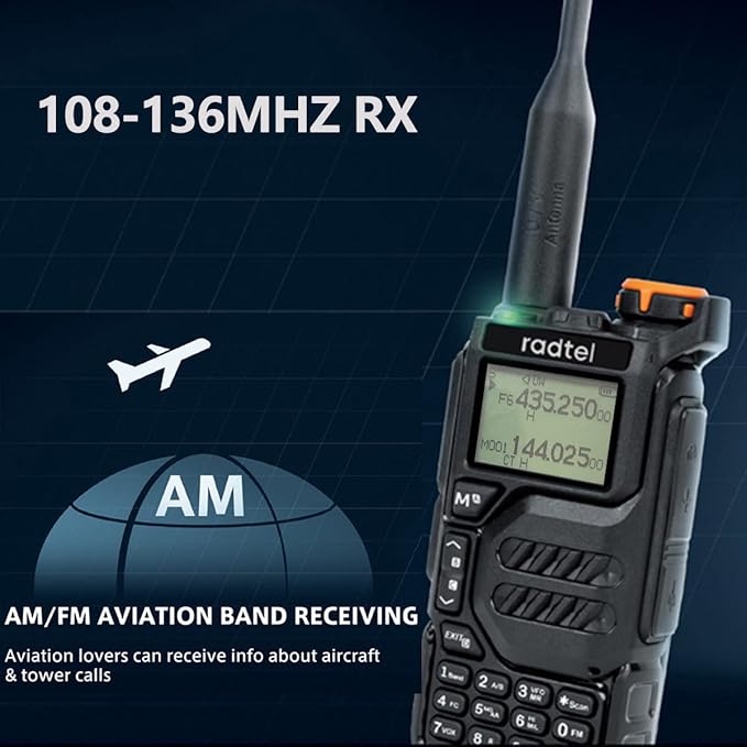 Radtel RT-590 Tri-Band Radio Air Band Receive Two-Way Radio 200CH 5 Watts NOAA Weather Alert Huge Features SCAN/VOX/AM/FM Radio/DTMF… (basic version)