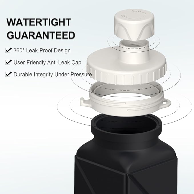 Collapsible Water Bottles 20.6oz, Silicone Foldable Portable Travel Water Bottle, Folding Lightweight Reusable Leakproof for Traveling Camping Hiking Cycling Yoga Sports Outdoor