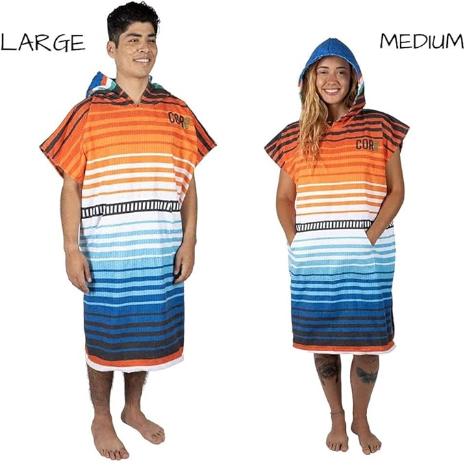 COR Surf Poncho Changing Towel Robe with Hood and Front Pocket | Thick Quick Dry Microfiber Wetsuit Poncho Towel for Surfing Beach Pool Swim (Large, Sarape)
