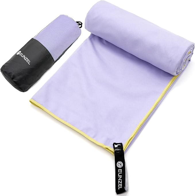 Eunzel Quick Dry Camping Towel, Microfiber Travel Towel Super Absorbent Fast Drying Towel for Camping, Beach, Gym, Backpacking, Yoga & Swimming(40" x 72", Taro Purple)