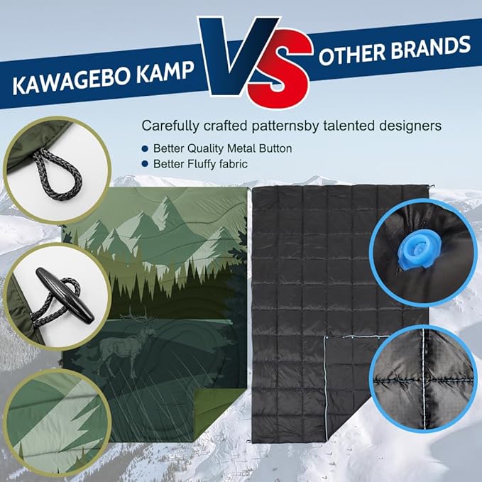Outdoor Puffy Camping Blanket, Lightweight Windproof Warm Stadium Blanket, Packable Travel Camping Quilt for Cold Weather, Hiking, Backpacking, Sleeping, Hammock, Adventure 78"x 56"
