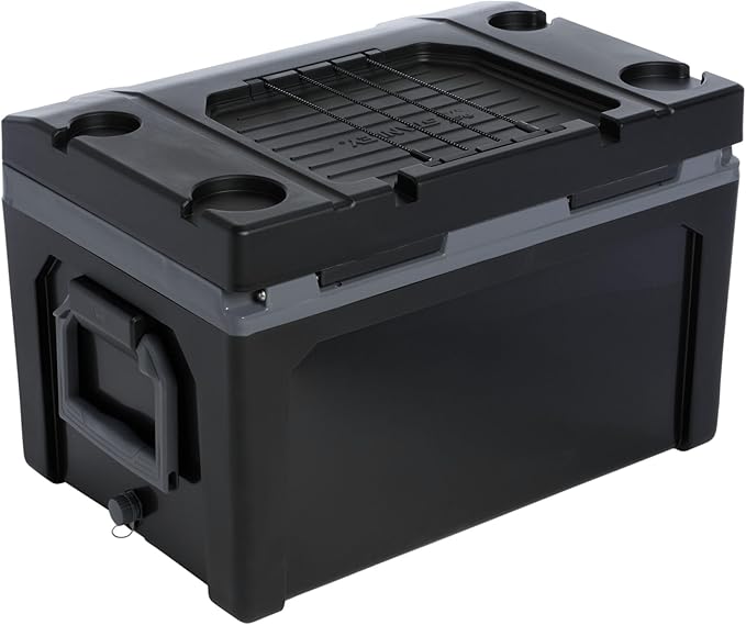 Stanley Adventure Outdoor Cooler 50 qt | Heavy Duty Outdoor Camping Cooler with Easy Carry Side Handles | 6 Days Cooling Ice Chest for 82 Cans | Flat Top Doubles as Seat | BPA-Free | Black 2.0