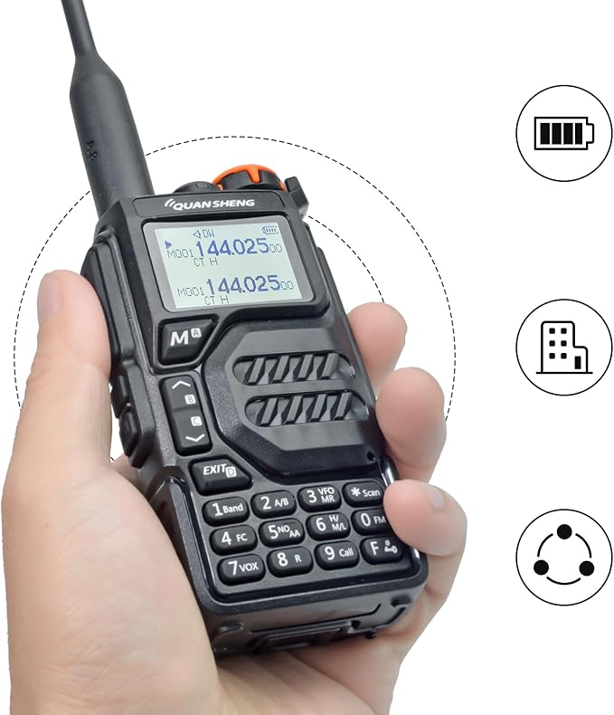 Quansheng UV-K5 Outdoor Dual Band Portable HT Two Way Radio, 200CH 1600mAh Type-C Charge, 50-600MHZ Full-band RX, AM/FM/DTMF/NOAA, Cross-band, Support Firmware Update, Flash Copy Frequency
