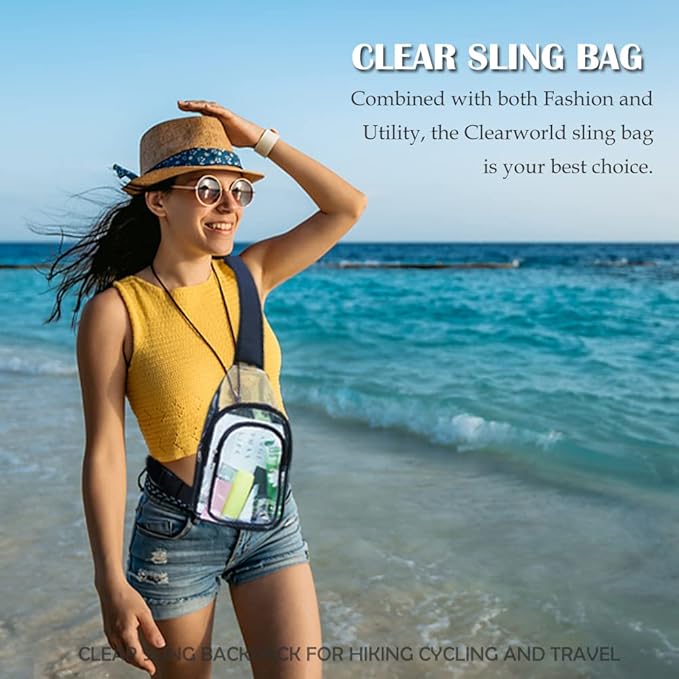 Clear PVC Sling Bag - Stadium Approved Clear Shoulder Crossbody Backpack