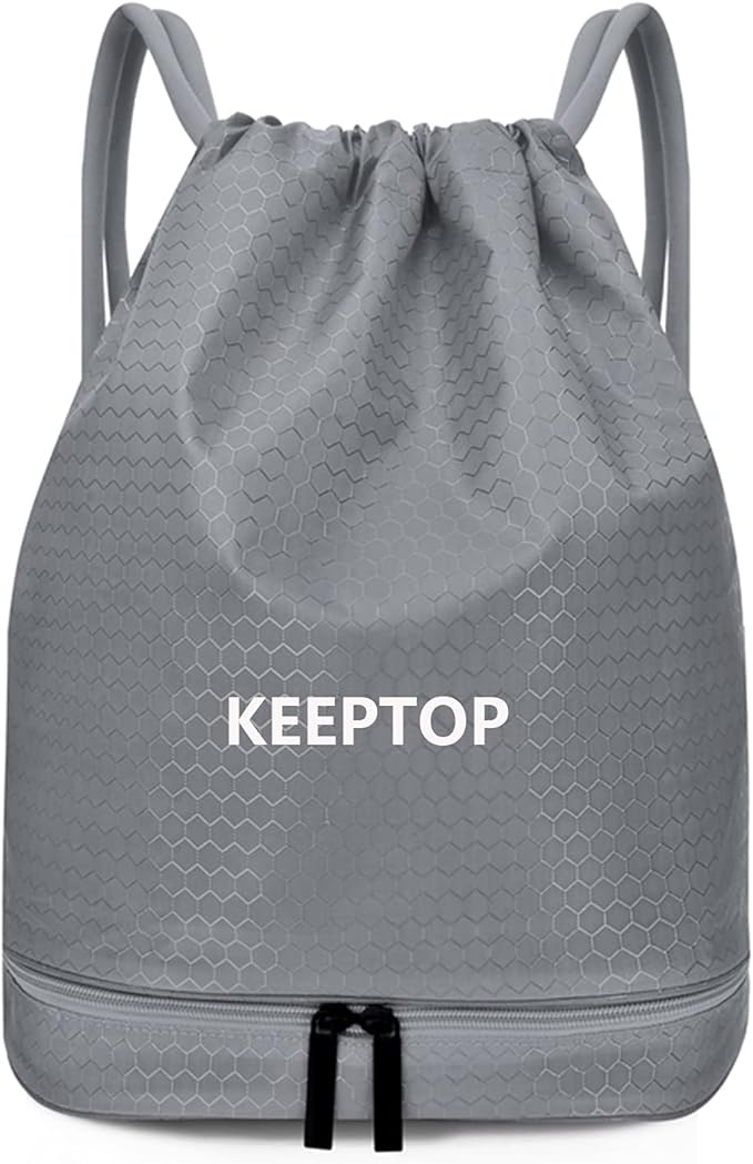 Waterproof Drawstring swim Bag Sackpack Backpack,Dry Wet Depart,Swimming Gym Yoga Sport Shoulder Rucksack Daypacks Casual Bags (GREY)