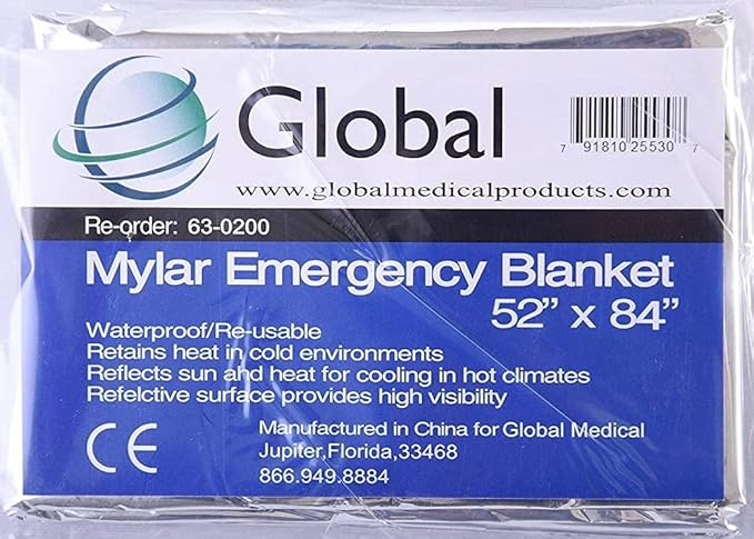 Thermal Emergency Blanket Mylar, Survival, Safety - Great for Camping Outdoors, Hiking, Survival, Climbing, Insulating Heat, or First Aid - Pack of 4