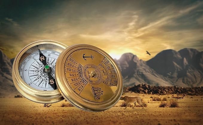 Smizzy Navigational Maritime Vintage Nautical Brass Compasses Fully Functional Titanic/Robert Frost Poem Compass/Sundial for Gift and Home Décor