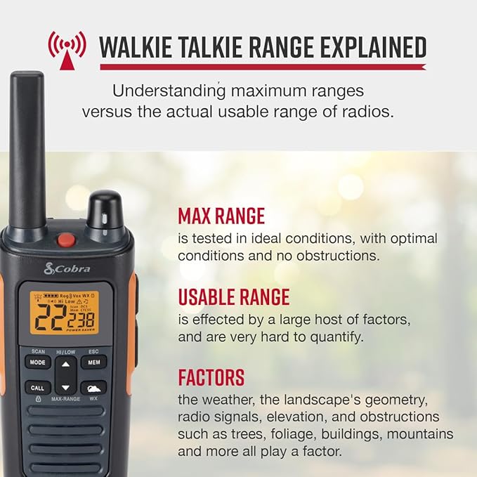 Cobra RX680 2 Watt Rugged Walkie Talkies - Waterproof & Dustproof, Rechargeable, Long Range up to 38-Mile Two Way Radio with NOAA Weather Alert & VOX ( 2 Pack )
