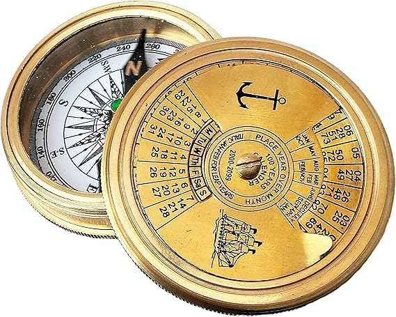 Smizzy Navigational Maritime Vintage Nautical Brass Compasses Fully Functional Titanic/Robert Frost Poem Compass/Sundial for Gift and Home Décor