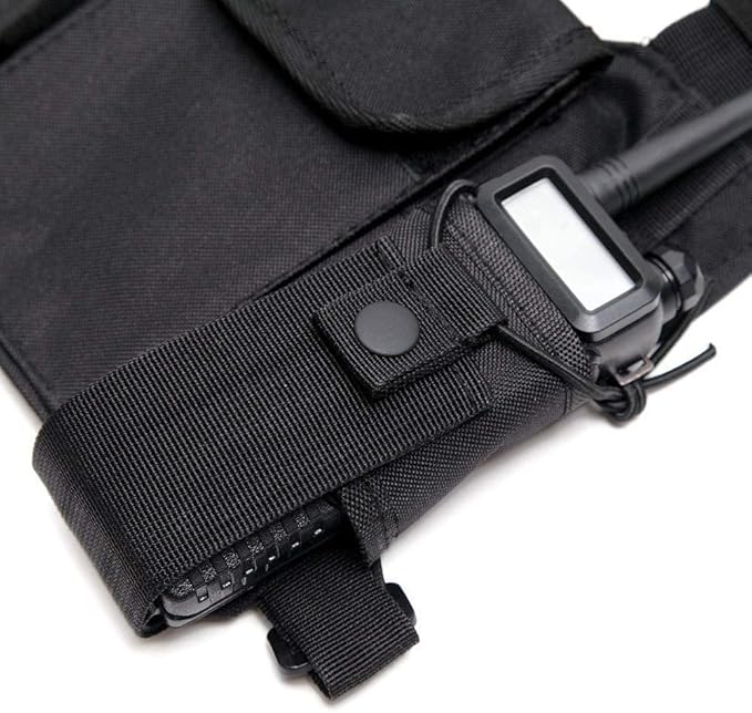 Ousawig Universal Radio Chest Harness Bag Tactical Chest Front Pack Pouch Holster Vest for Two Way Radio Walkie Talkie