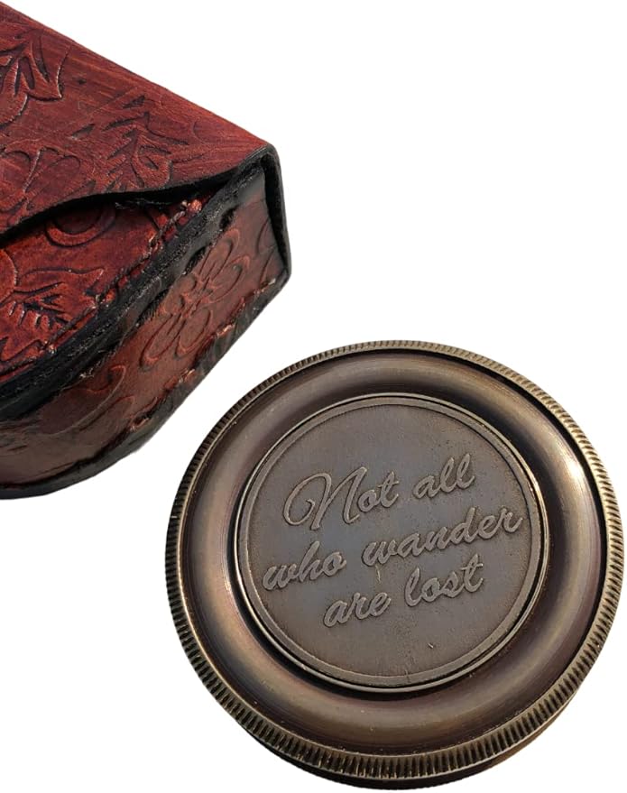 Nautical Brass Compass Engraved Pocket Compass Quote Not All Those Who Wander are Lost Magnetic Compass Graduation Confirmation Day Gift Vintage Working Compass