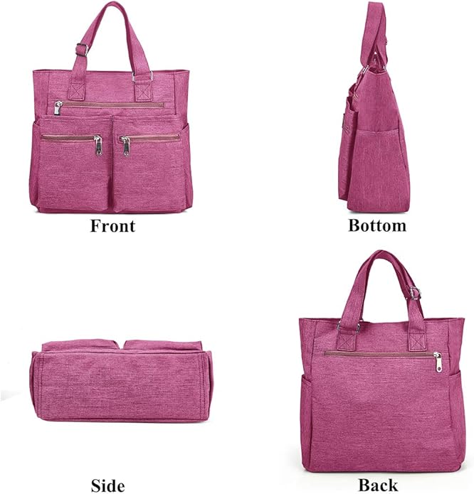 VOLGANIK ROCK Canvas Tote Bag Waterproof Nylon Multi Pocket Shoulder Bags Laptop Work Bag Teacher Purse Handbag for Women Men