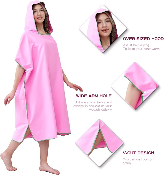 YINHANG Changing Robe Swim Poncho Quick Dry Microfiber Hooded Beach Towel for Surfing, Swimming, Travelling, Camping, Pool, Bath