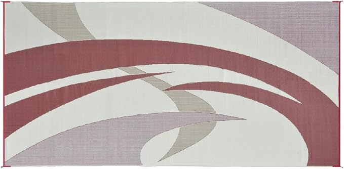 Stylish Camping 159185 9-feet by 18-feet Reversible Mat, Plastic Straw Rug, Large Floor Mat for Outdoors, RV, Patio, Backyard, Picnic, Beach, Camping (Burgundy/Brown)