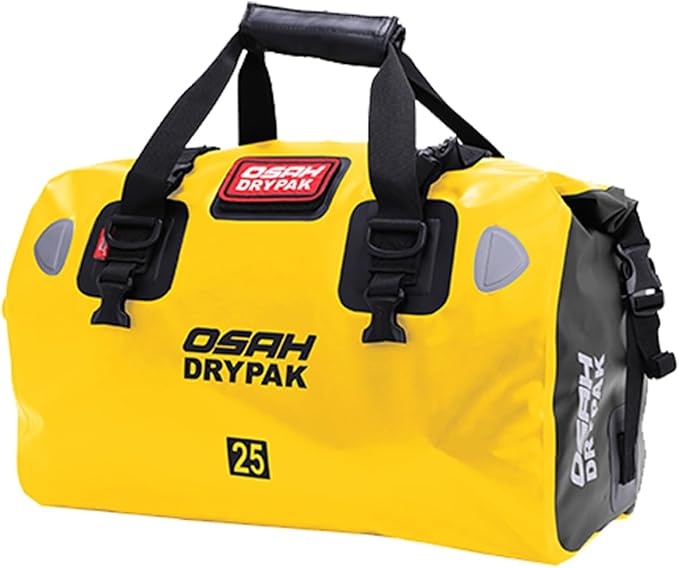 Motorcycle Dry Bag - Waterproof Motorcycle Duffle & Luggage Tail Bag Saddle Bags with Roll Top Closure, Large Storage Space,for Motorcycle Back Seat(Yellow, 25L)