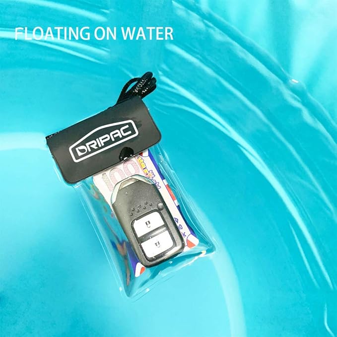 DRIPAC Waterproof Car Key FOB Case Waterproof Wallet Waterproof Holder Pouch For Key ID Badge Credit Card Money(Black+Black)