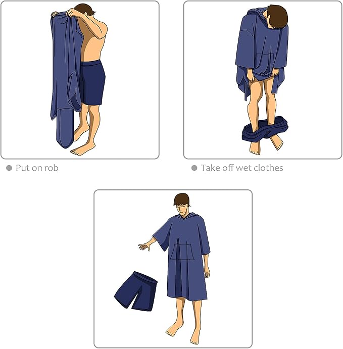 Catalonia Surf Poncho Changing Towel Robe for Adults Men Women, Water Absorbent Wetsuit Change Poncho for Surfing Swimming