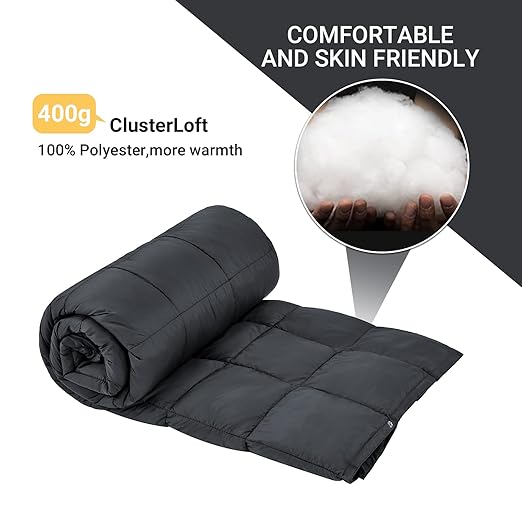 KingCamp Camping Blanket Lightweight, Multifunctional Warm Puffy Outdoor Blanket with Snap Button, Water Repellent, Packable, for Travel, Airplane, Hiking, Picnic