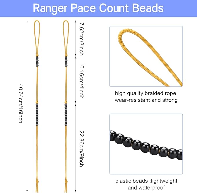 Yeaqee 8 Pcs Land Navigation Kit Includes 5 Military Map Markers Lensatic Military Compass Coordinate Scale and Protractor Pace Beads Counter for Camping, Mountaineering, Climbing, Adventure