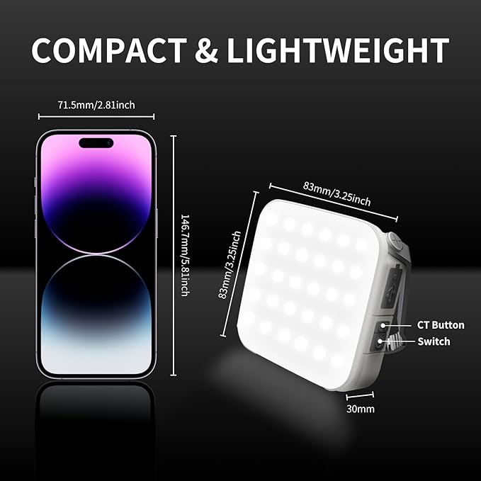 WARSUN 1000 Lumens Rechargeable LED Work Light – 6000mAh Portable Camping Tent Light with Solar Charging, 4 Color Temperatures, 3 Brightness Levels, Hanging Flashlight