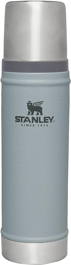Stanley Classic Legendary Vacuum Bottle 20 oz | Wide Mouth with Leakproof Cup Lid | Keep Drinks Hot or Cold | Packable for Travel | Insulated Stainless Steel Thermos | BPA-Free | Hammertone Silver