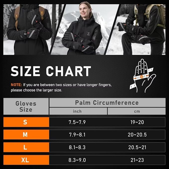 EAY Heated Gloves for Men Women with Rechargeable 7.4V 3000mAh Battery, Touch Screen Waterproof Heated Motorcycle Gloves, Winter Warm Electric Gloves for Ski Work Snowboarding Hunting Hiking Camping