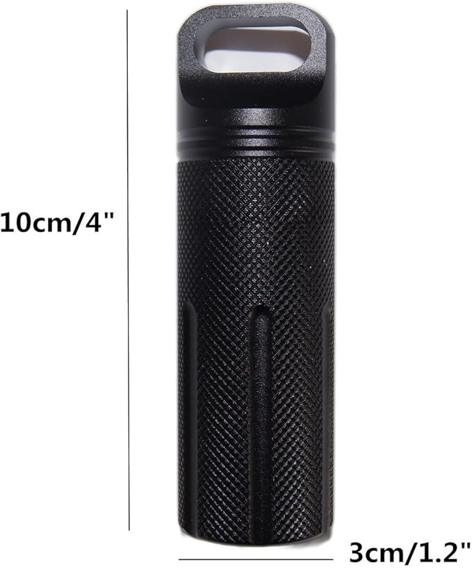 SZHOWORLD® Full Metal Military level Airtight Life Capsule Seal Bottle Match Case Outdoor Camping Essentials Waterproof Container EDC Survive Dry Box Pill Fob (Shape1)