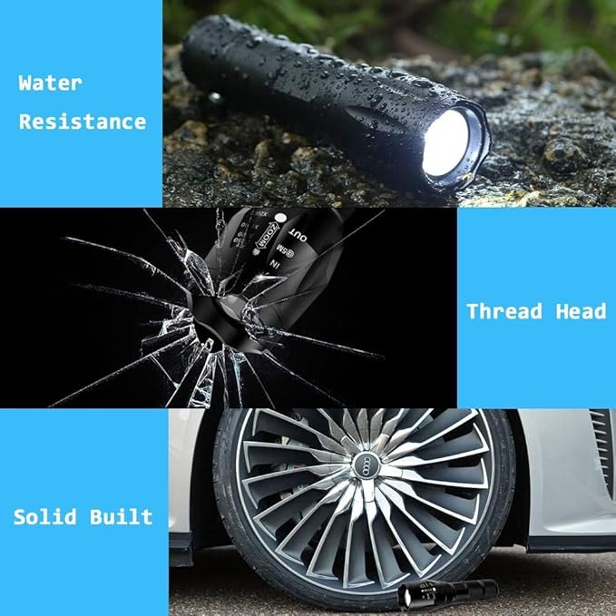 Military Grade High Lumen Flashlight Tactical LED Torch Flash Light Zoomable with 5 Light Modes,2-Pack