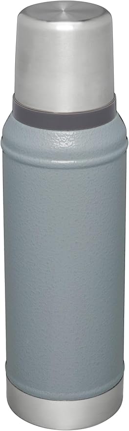 Stanley Classic Legendary Vacuum Bottle 1.0 qt | Wide Mouth with Leakproof Cup Lid | Keep Drinks Hot or Cold | Packable for Travel | Insulated Stainless Steel Thermos | BPA-Free | Hammertone Silver
