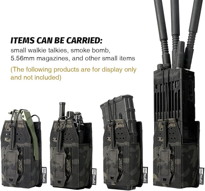Tactical Radio Holster Molle Radio Pouch Universal Radio Holder for Walkie Talkie Motorola BaoFeng UV-5R BF-F8HP Adjustable Storage Rifle Magazine Pouch(Multi-camo Black)