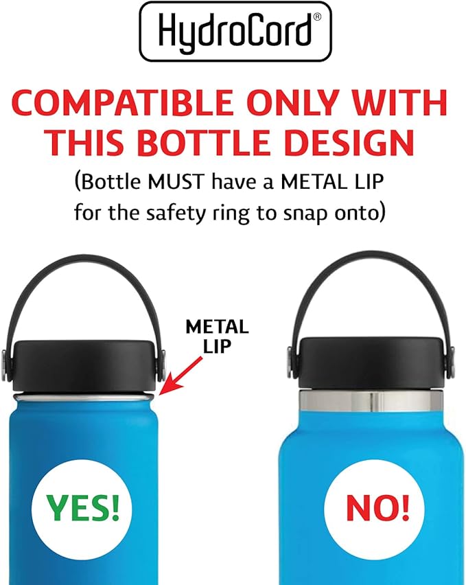HydroCord Handle for Hydro Flask Wide Mouth Water Bottles, Hydroflask 1.0, Iron Flask, Thermoflask and Takeya Reusable Water Bottles, Paracord Survival Strap